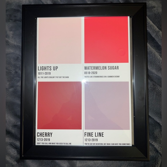 Wall Decor | Framed Color Swatch Harry Styles Fine Line Songs | Poshmark